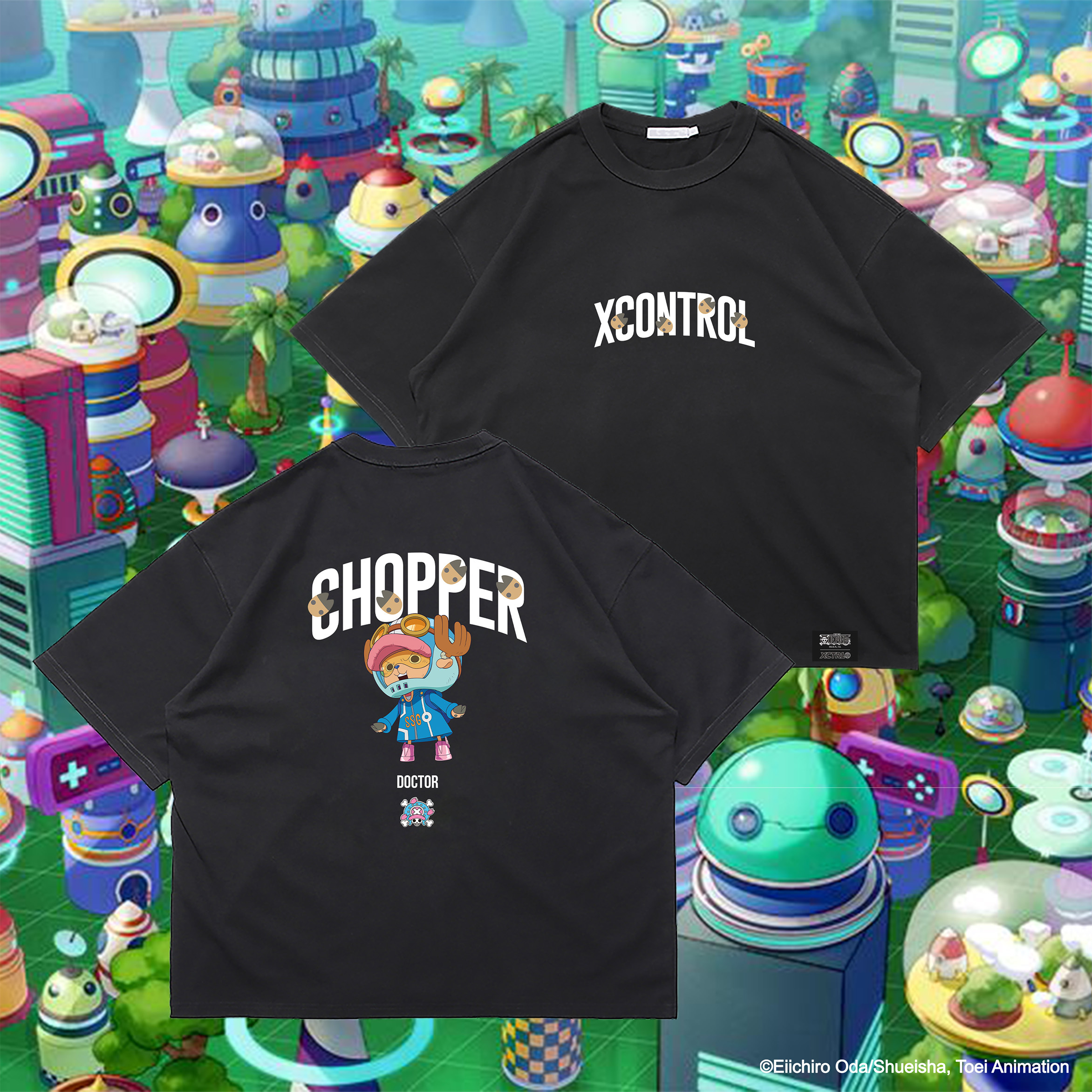 XCTRL® x 航海王 喬巴寬版短T-黑