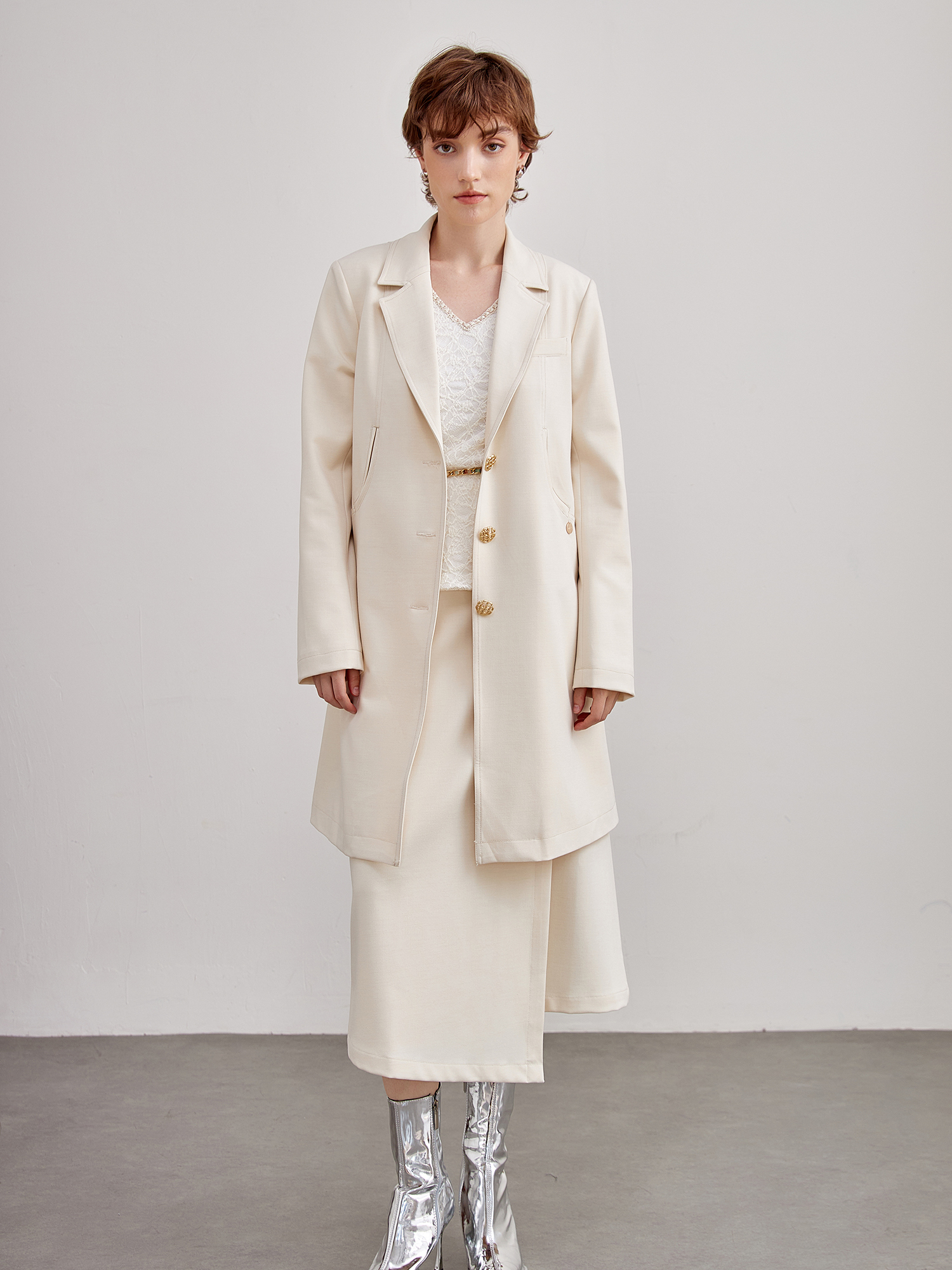 mi-tu 長版單排釦大衣