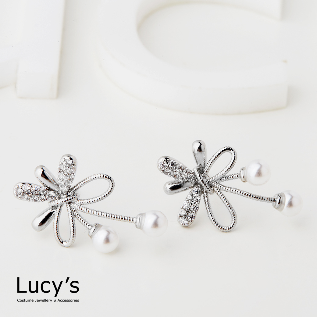 珍珠織花 耳環 (二色) (124753/124754)