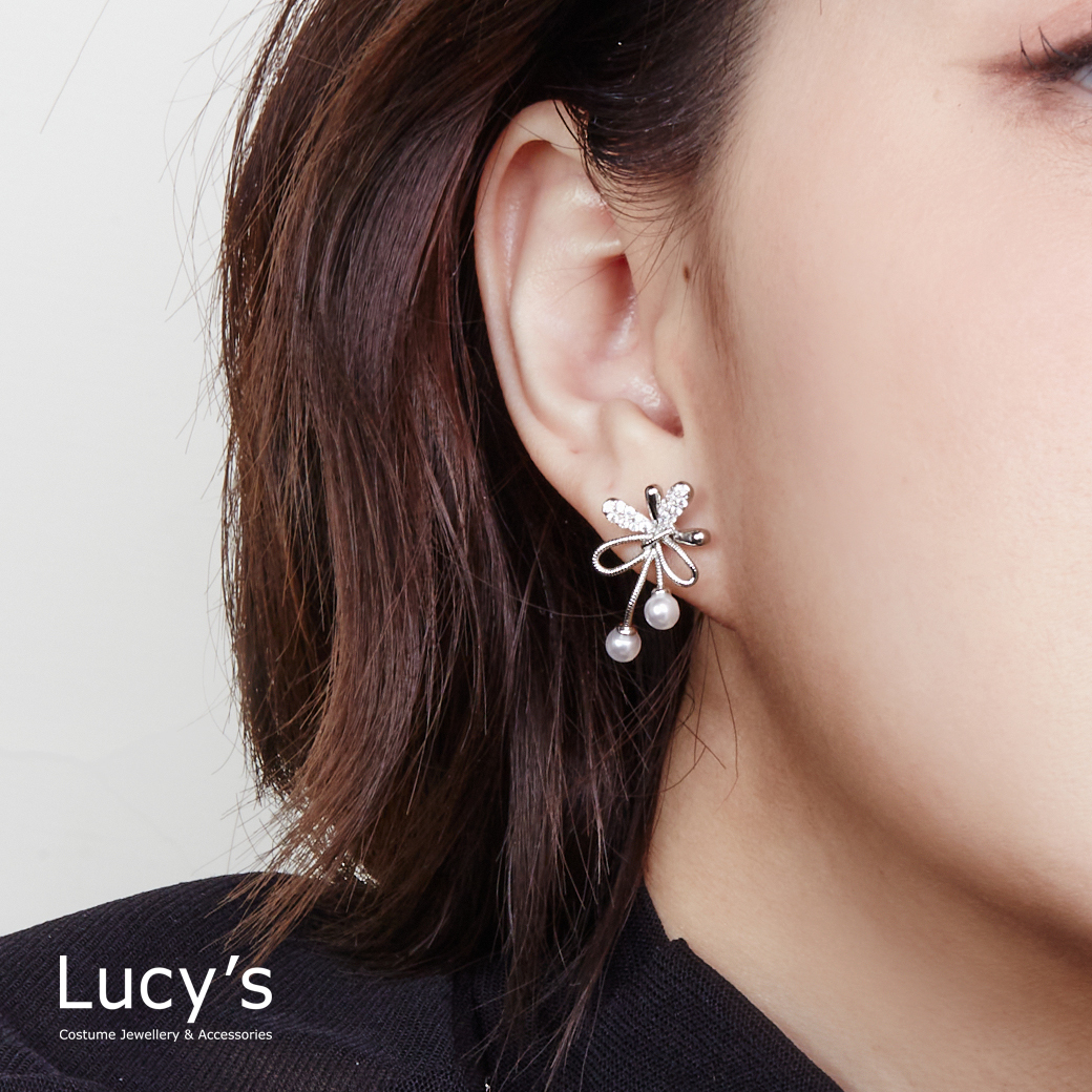 珍珠織花 耳環 (二色) (124753/124754)