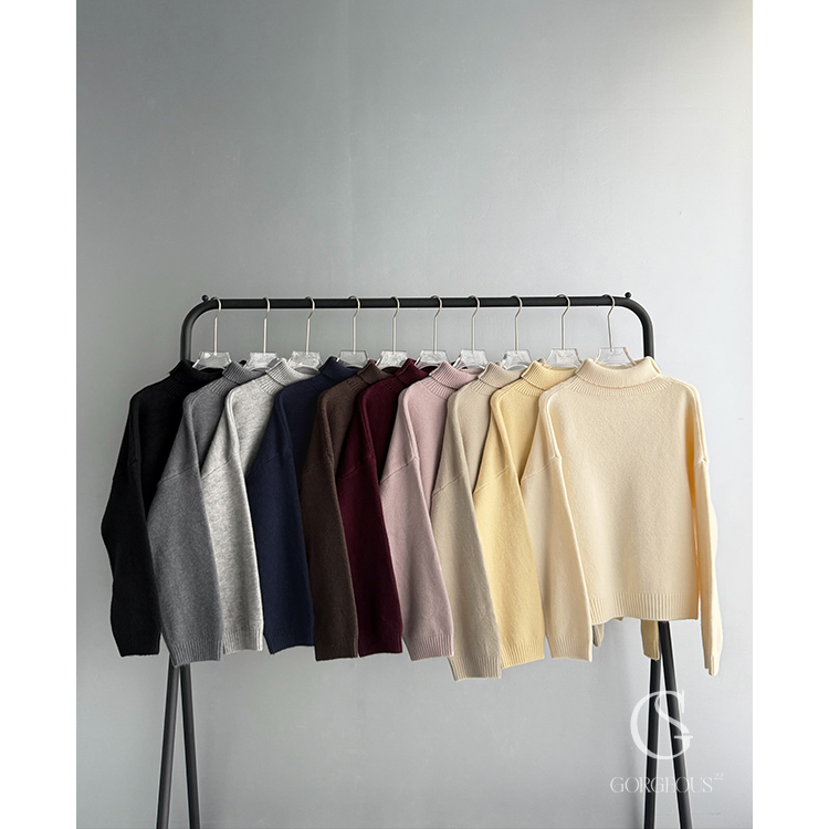 G9757 「10色′高磅糯糯高領毛衣(短版)」