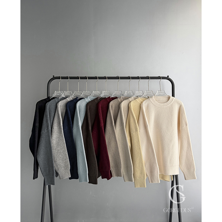 G9753 「落肩螺紋針織毛衣」