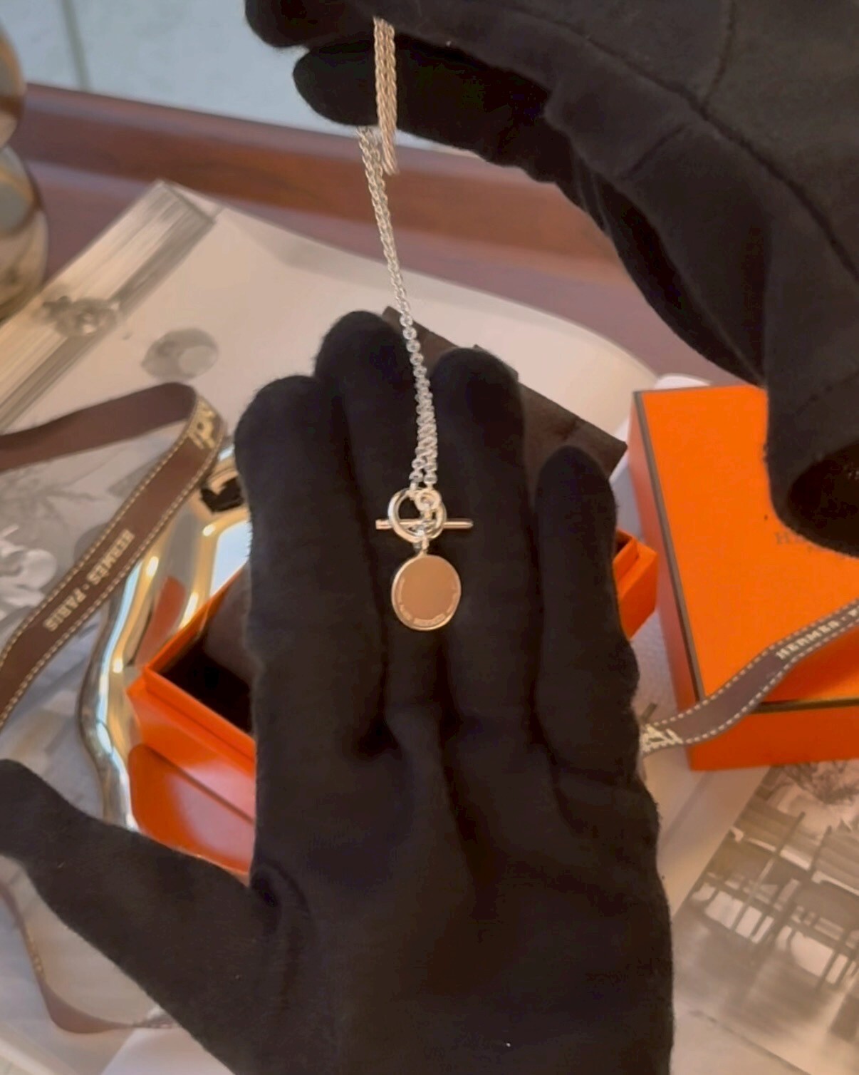 HERMES｜H104143B 藏書圓牌牌項鍊