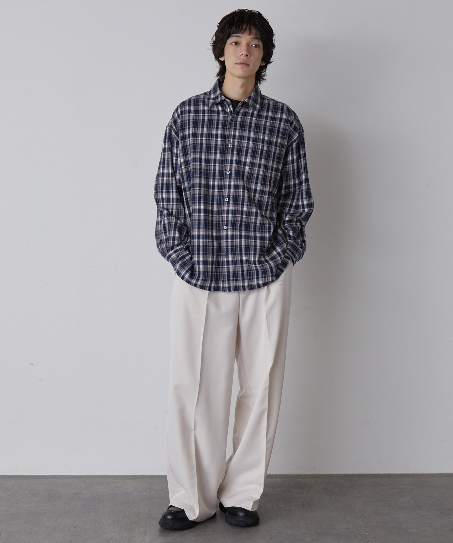 Mono mart 🇯🇵漸層小格紋法蘭絨襯衫 日系選品sh1607