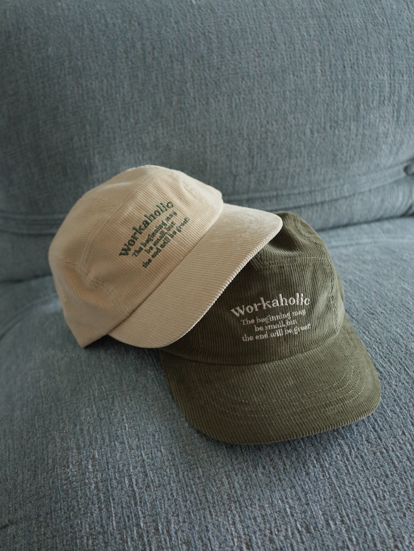workaholic embroidery corduroy cap