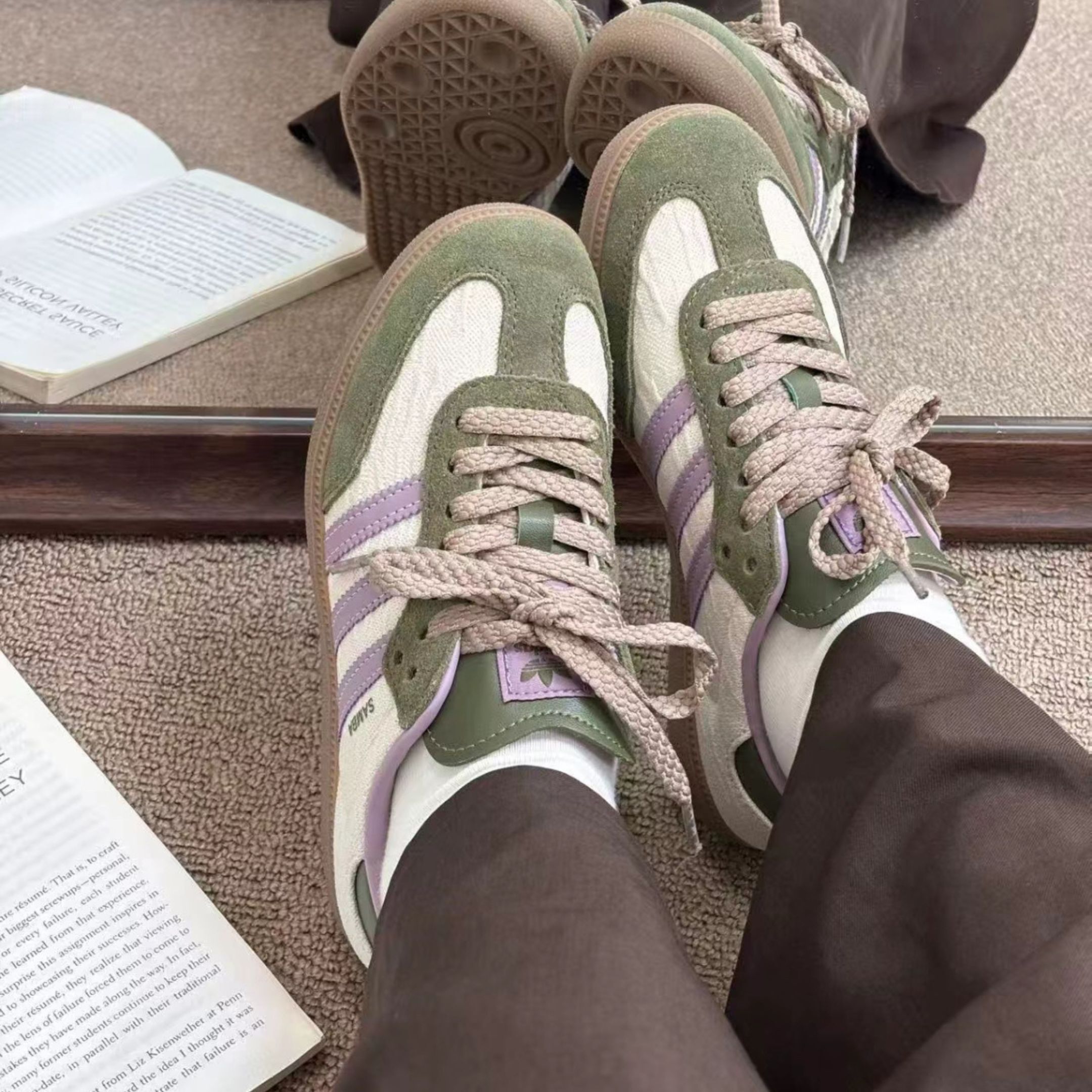 NICEDAY 代購 Adidas Samba OG 紫綠 紫色 白 米白 中性 復古 女鞋 JP5675