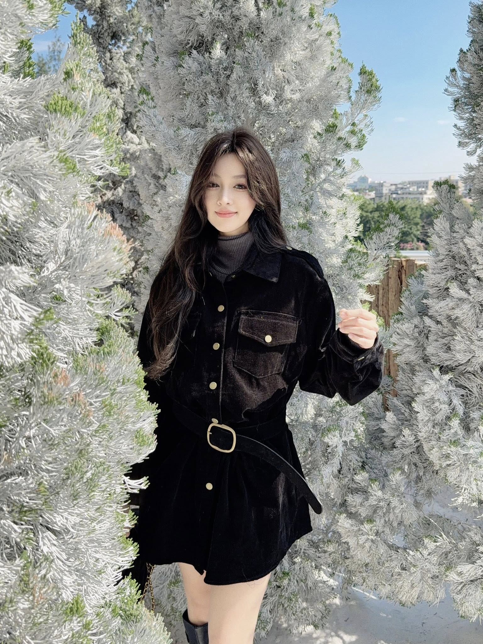 韓系重工燈芯絨附腰帶洋裝💗