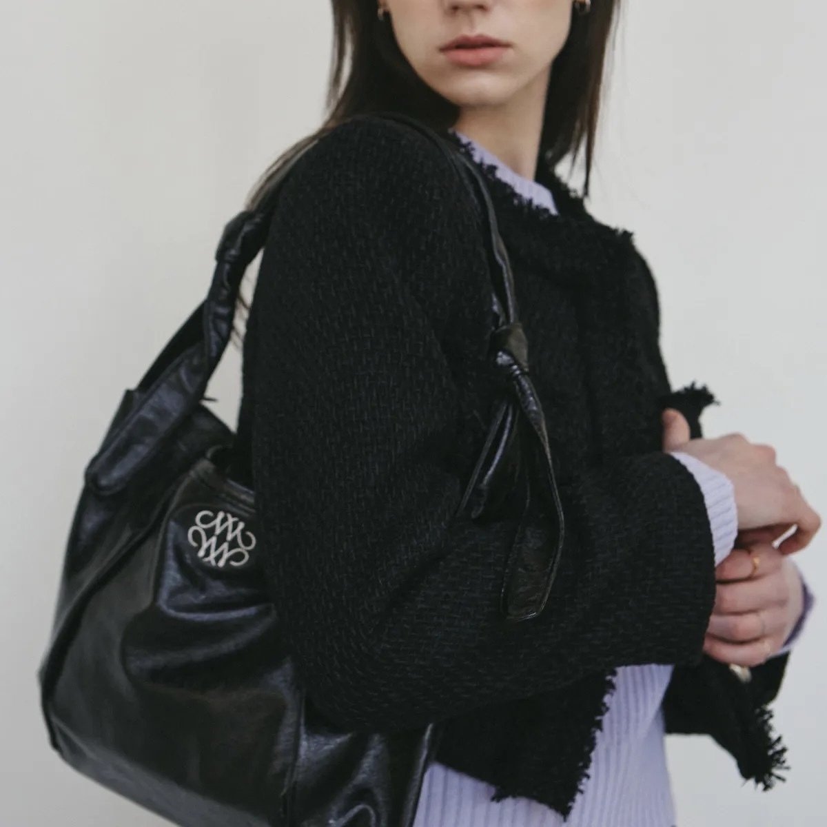 NICK & NICOLE SQUARE SHOULDER BAG 黑色 單肩包 小LOGO 簡約風 氣質包包 韓國代購