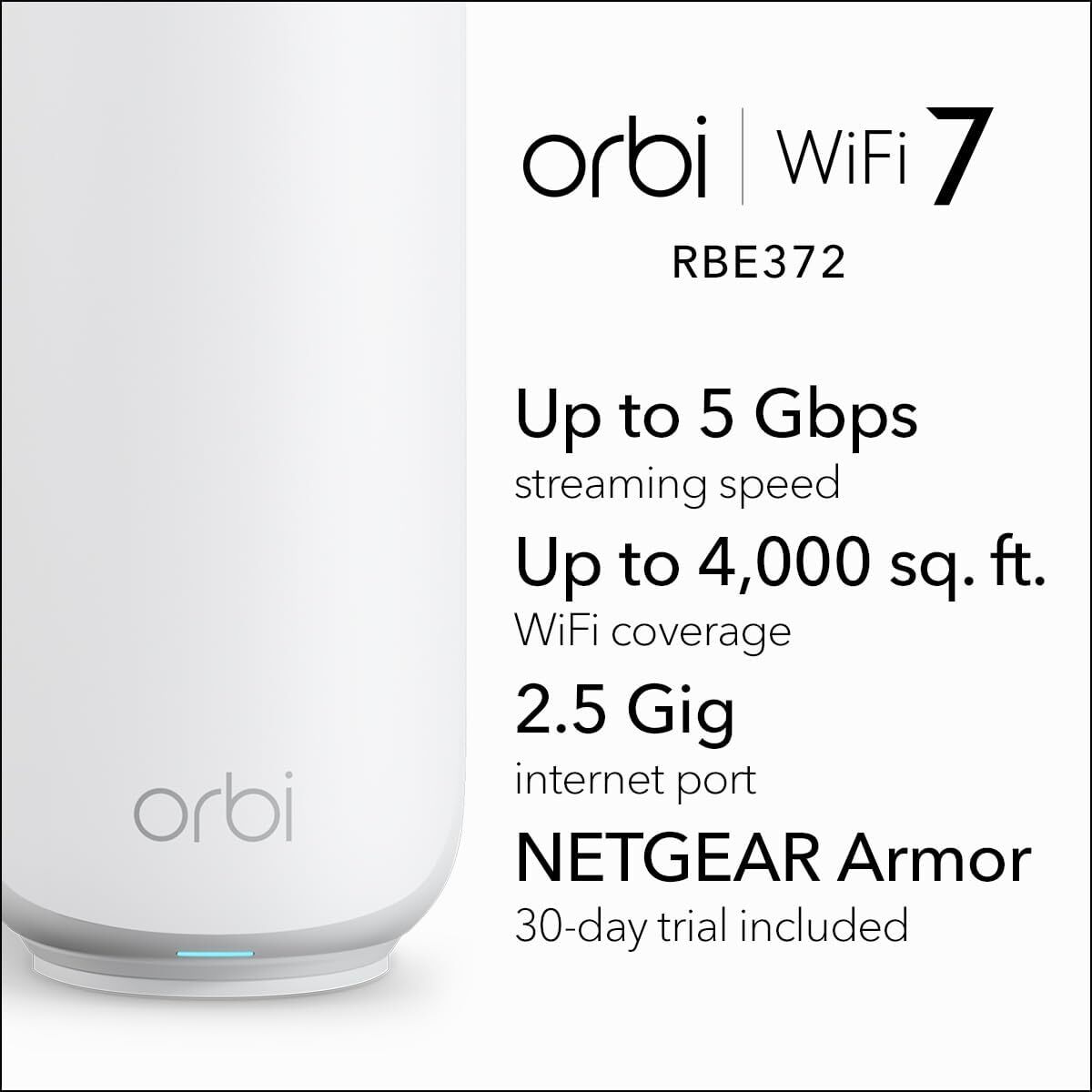 NETGEAR Orbi RBE372 雙頻 BE3600 WiFi 7 Mesh 無線系統 (2件裝)