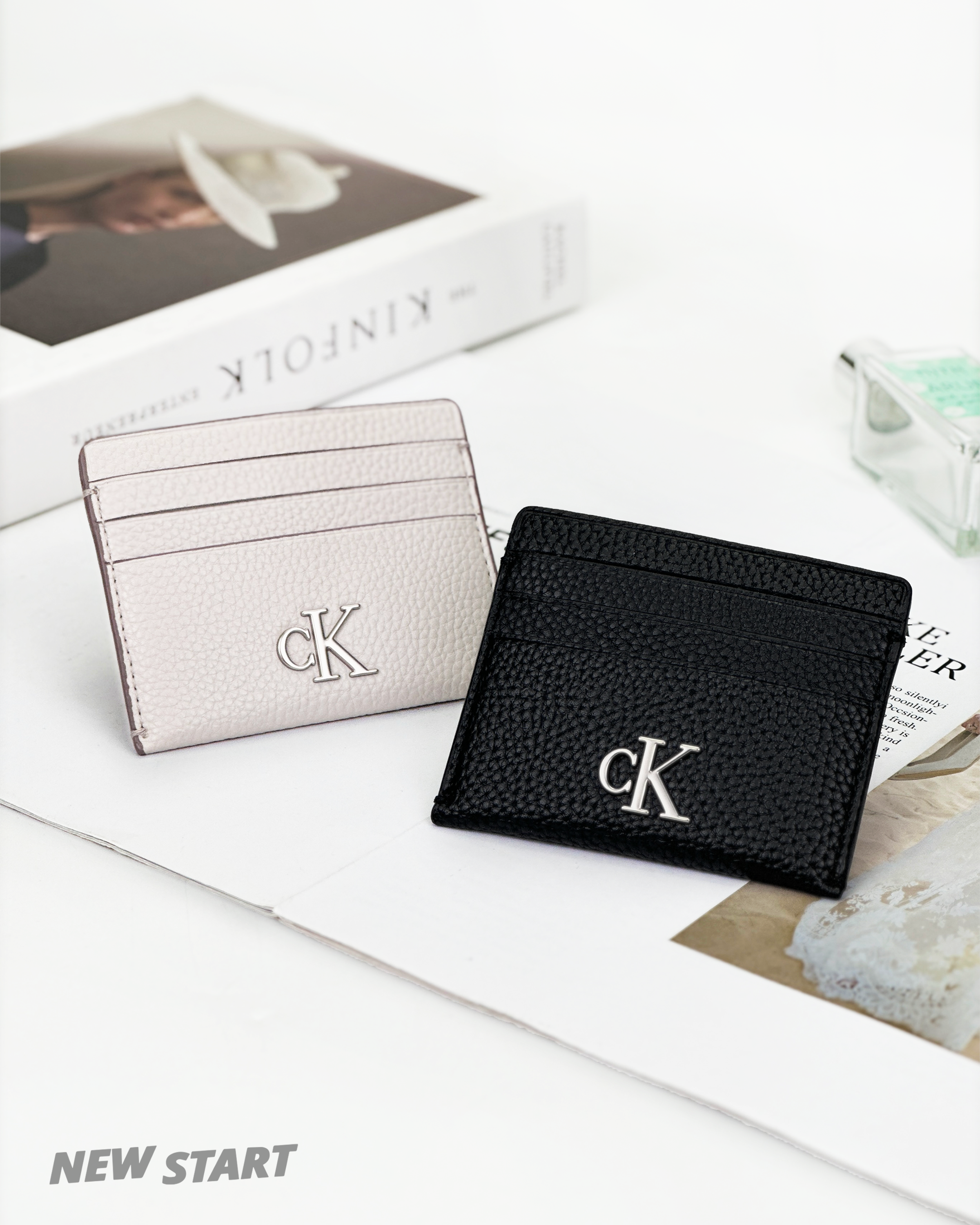 Calvin Klein CK 立體金屬字母 荔枝紋 卡夾 信用卡夾