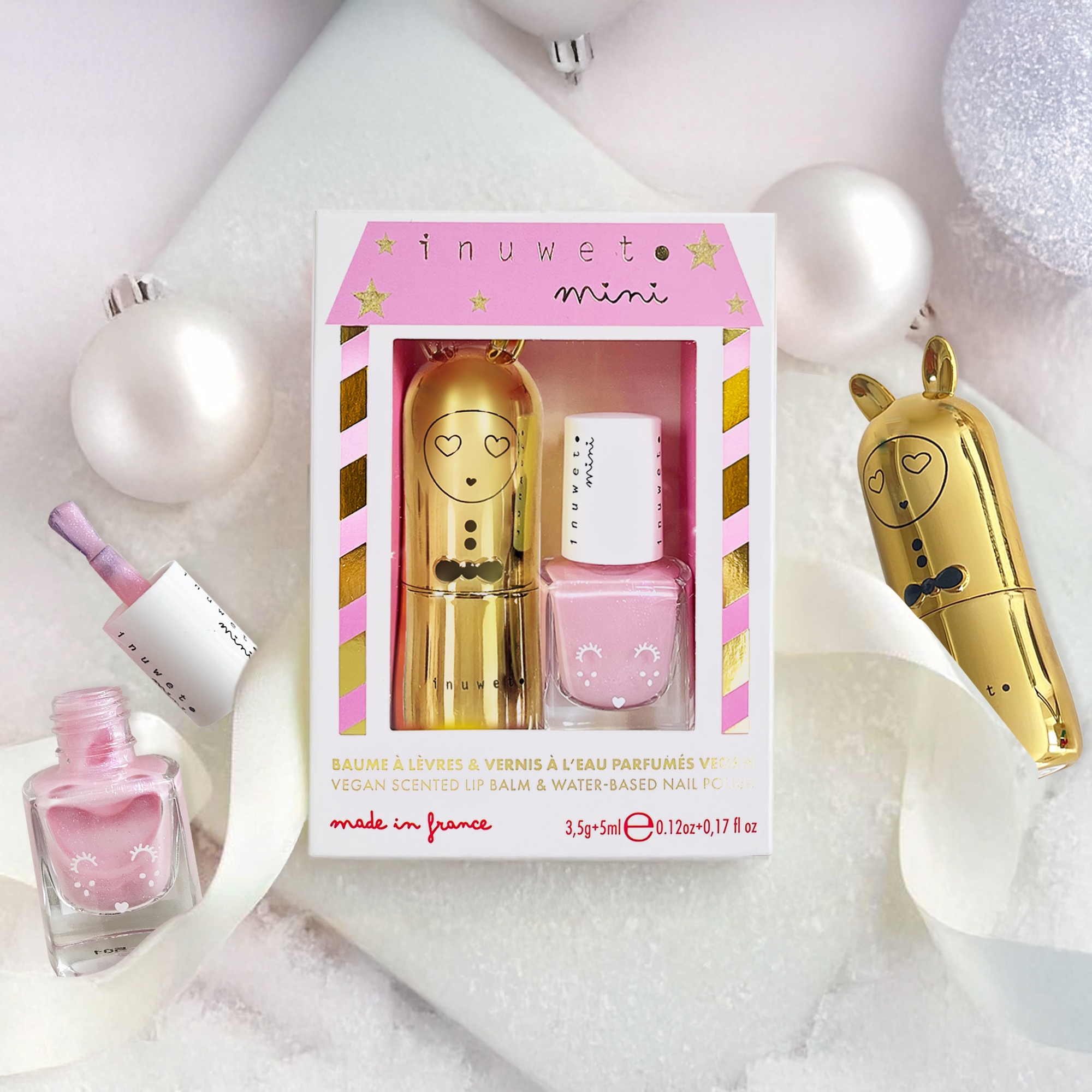 〖 inuwet 〗閃亮潤唇膏指甲油二入組（起司蛋糕/西瓜粉）