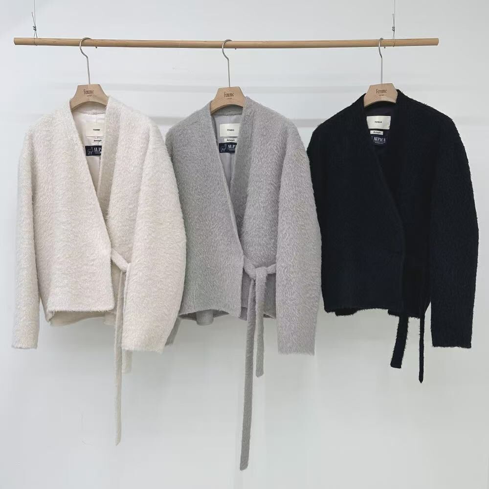 LF5229 發熱內里!!!羊駝毛綁帶毛流感外套