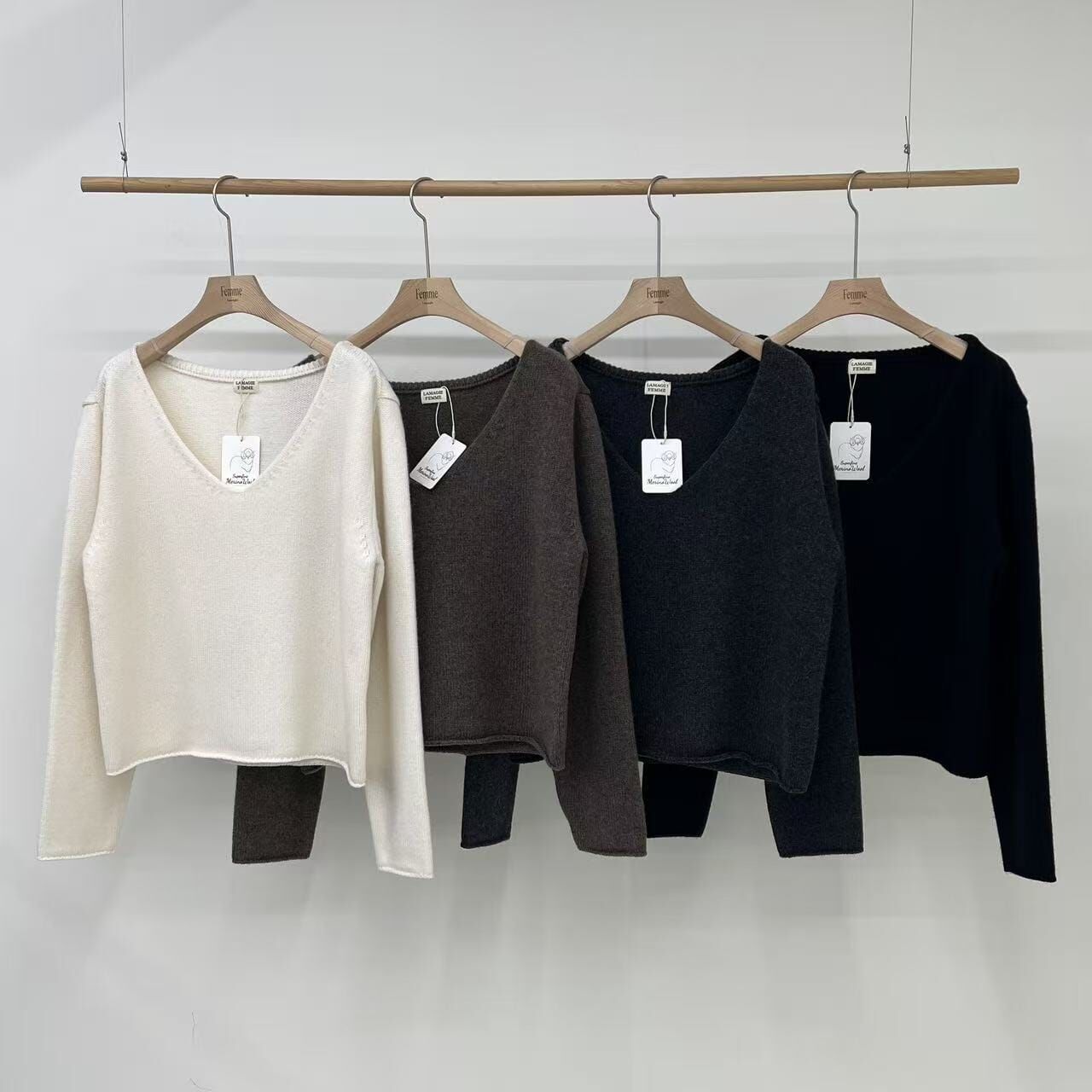 LF5227 大V領美麗諾羊毛冷衫