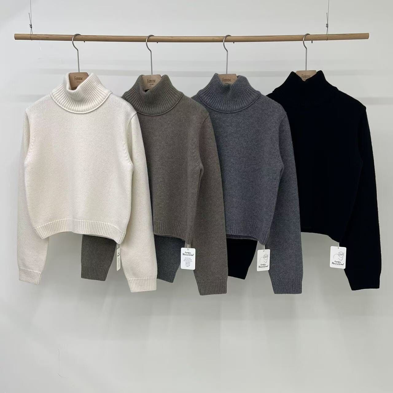 LF5230 坑紋高領美麗諾羊毛冷衫