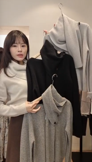 LF5221 側鈕圍巾設計打底羊毛衫