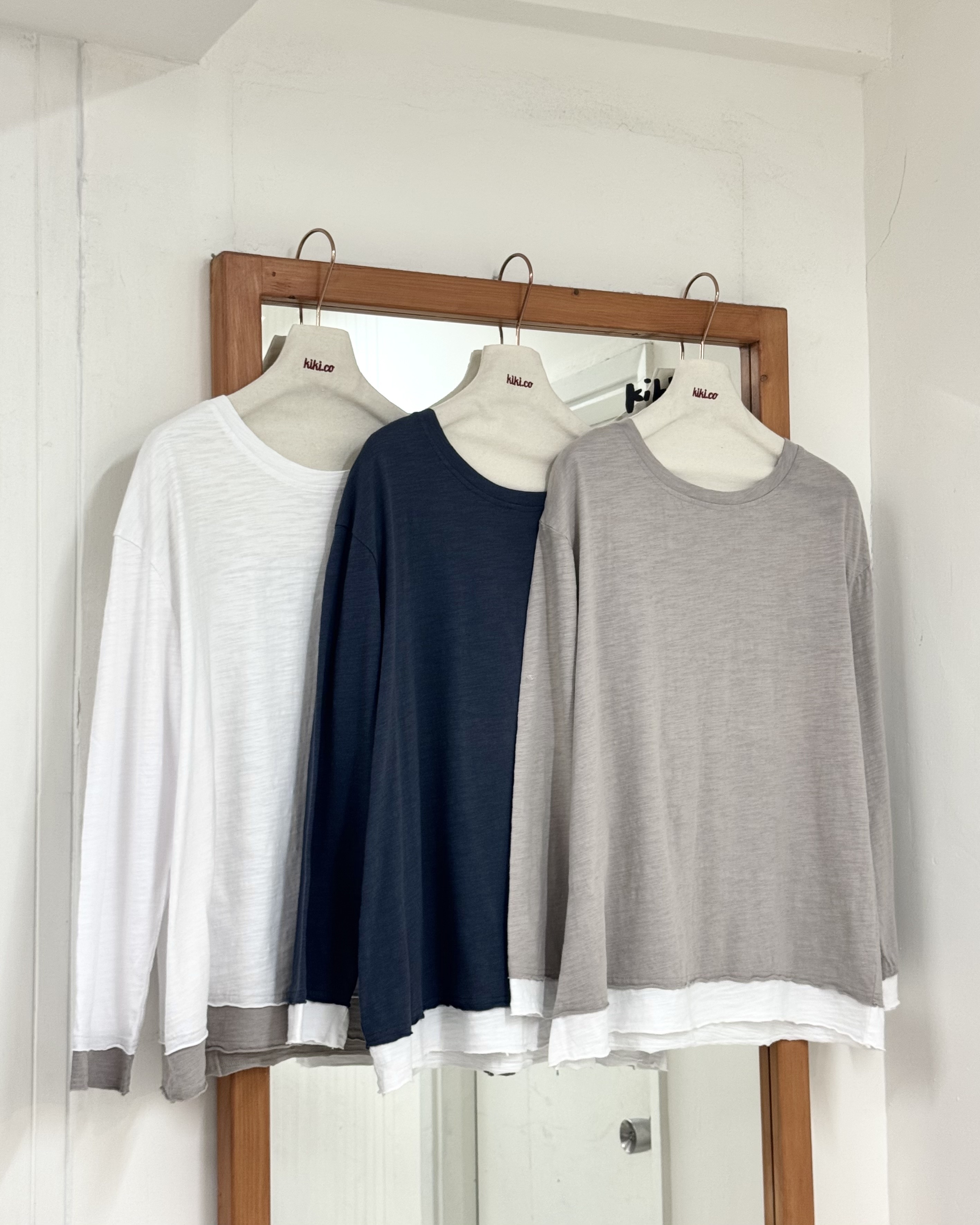 假兩件雙層長袖tee