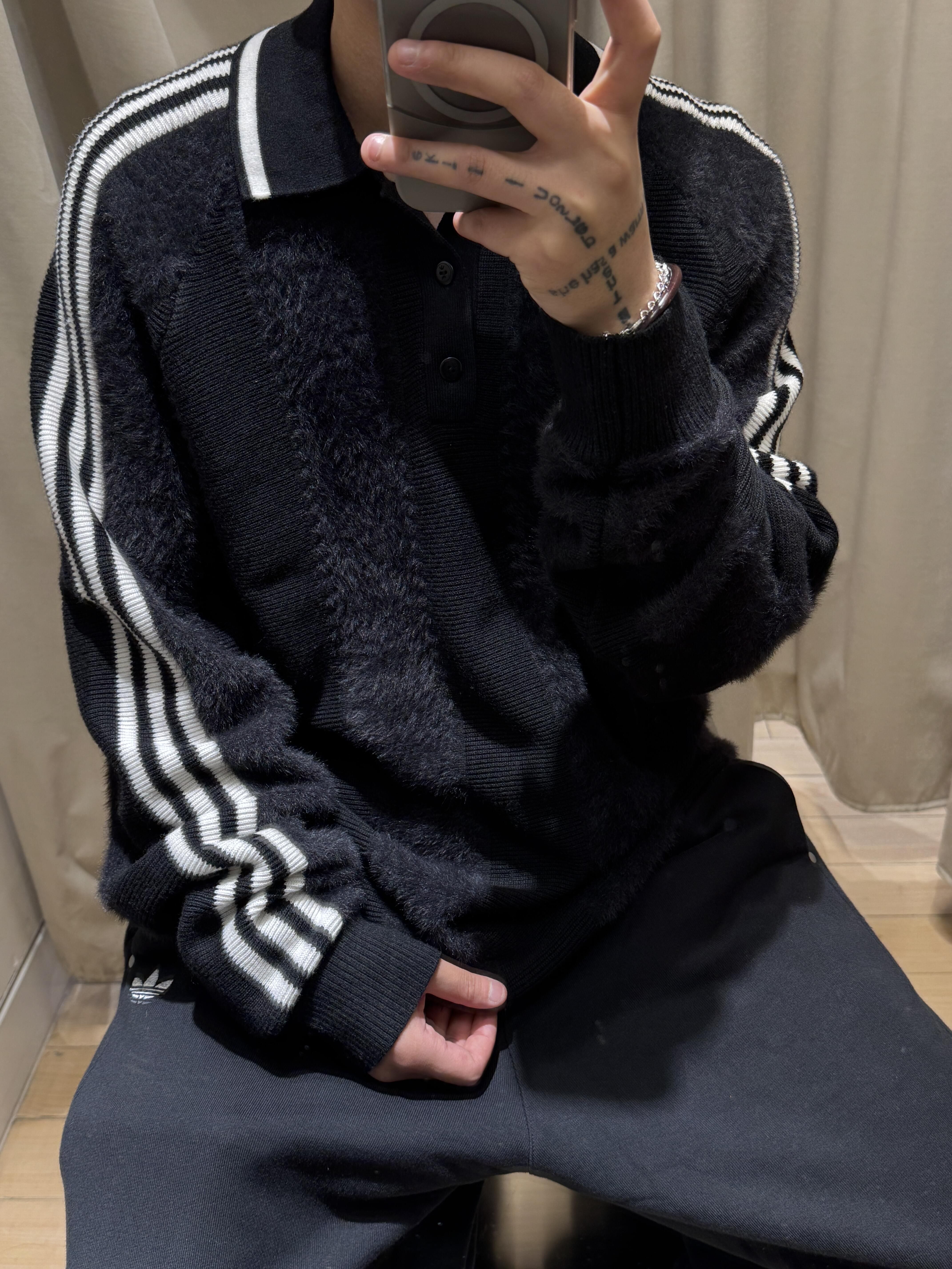 代購-Adidas Originals KNITTED PREMIUM 條紋 翻領套頭長袖 針織衫 男女同款