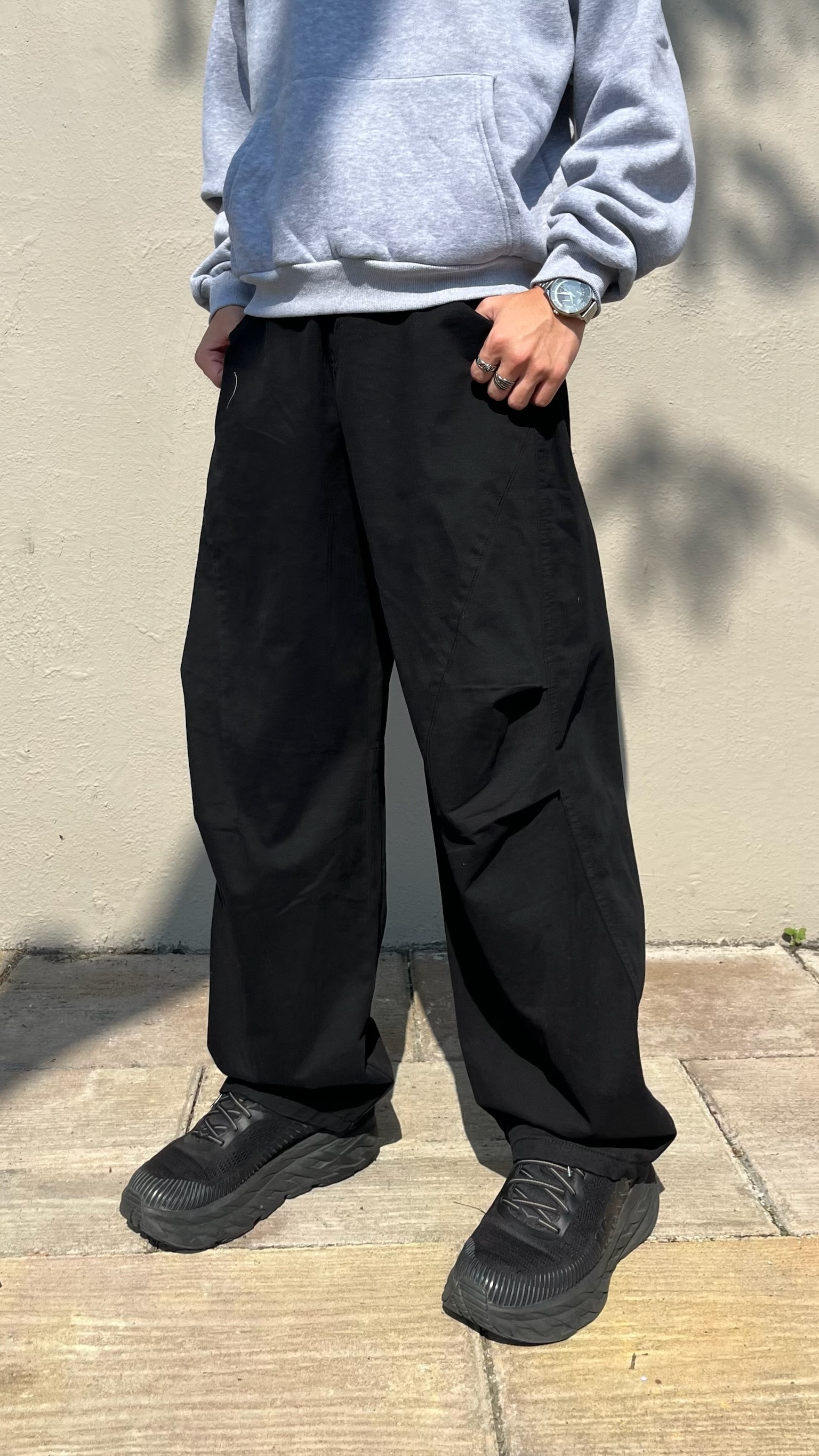 卯釘抓褶寬褲（3colors）