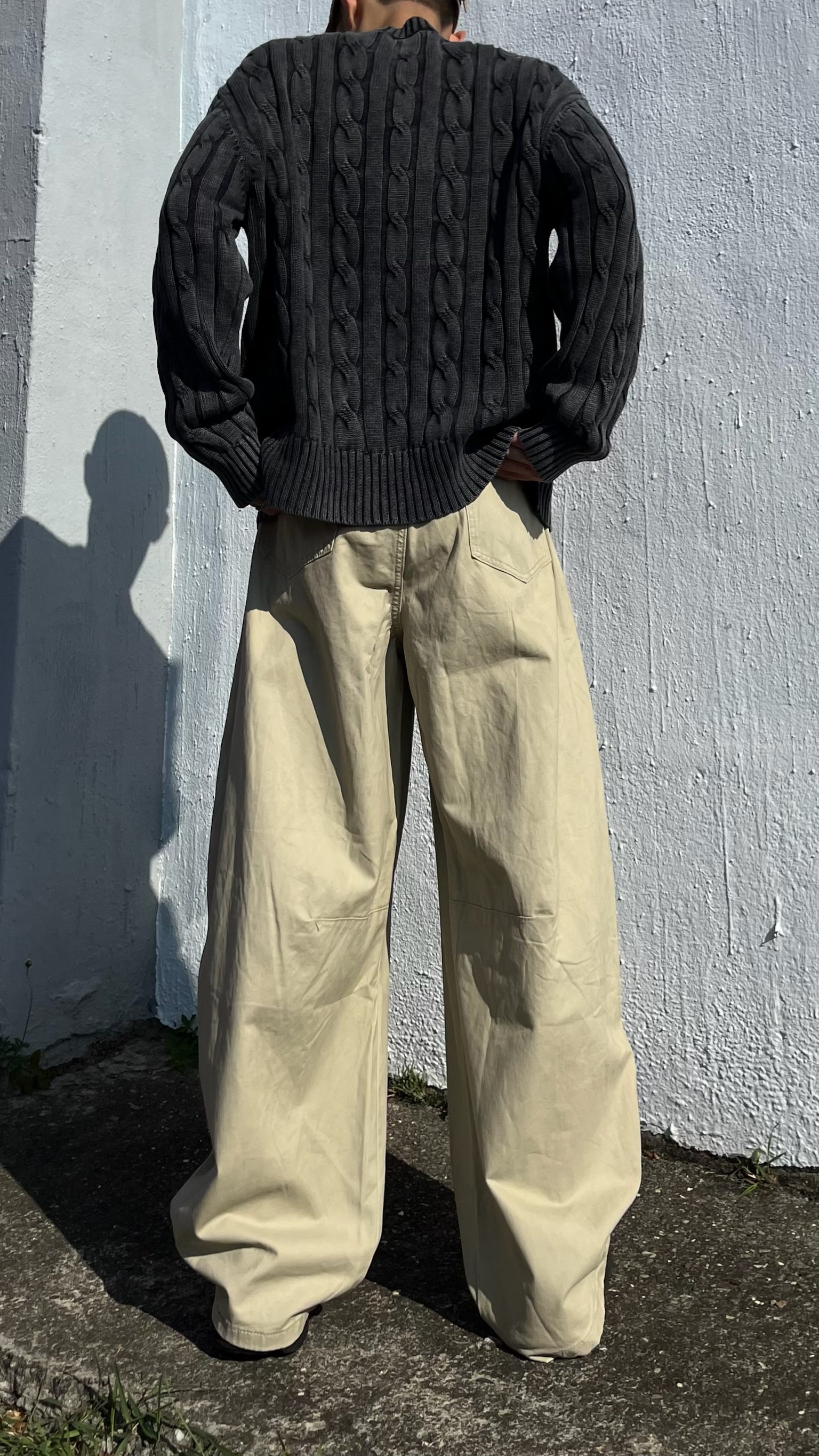 卯釘抓褶寬褲（3colors）