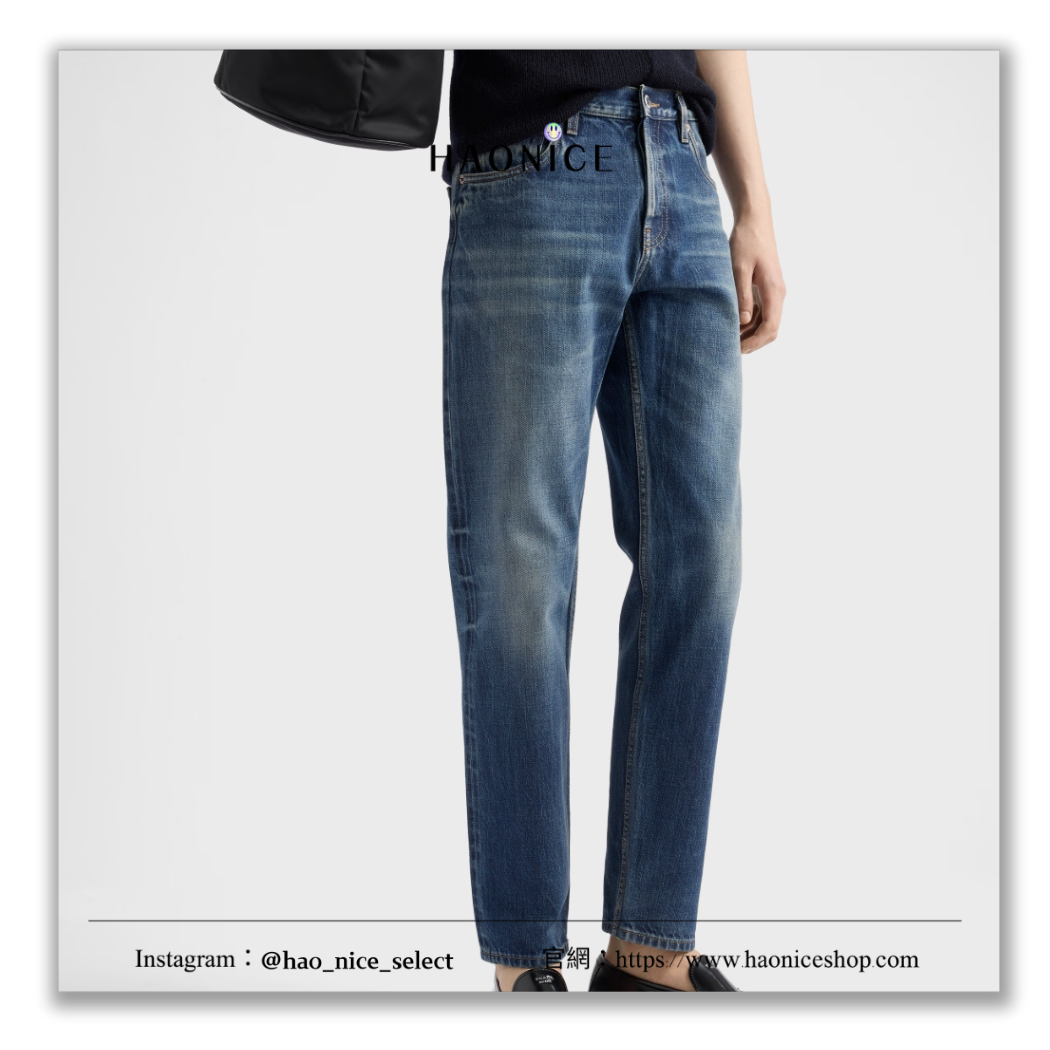 【HAO NICE】100%正品 PRADA 義大利精品🇮🇹復古做舊風低腰直筒牛仔褲 長褲