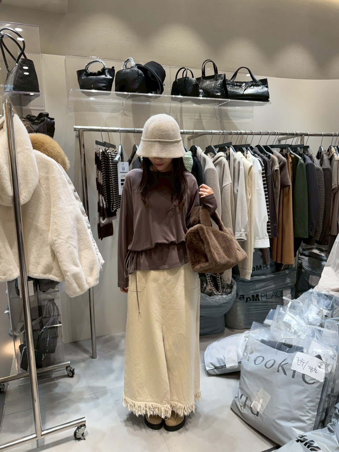 RB5239 束腰腰下襬刷毛上衣