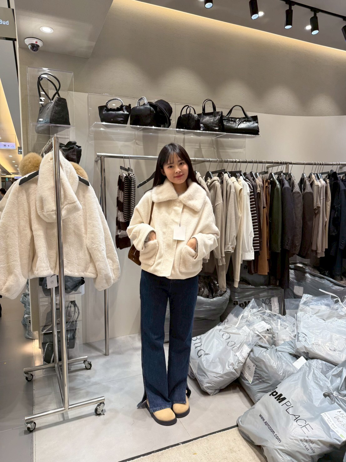 RB5263 皮草毛領混羊毛外套 *35% wool*