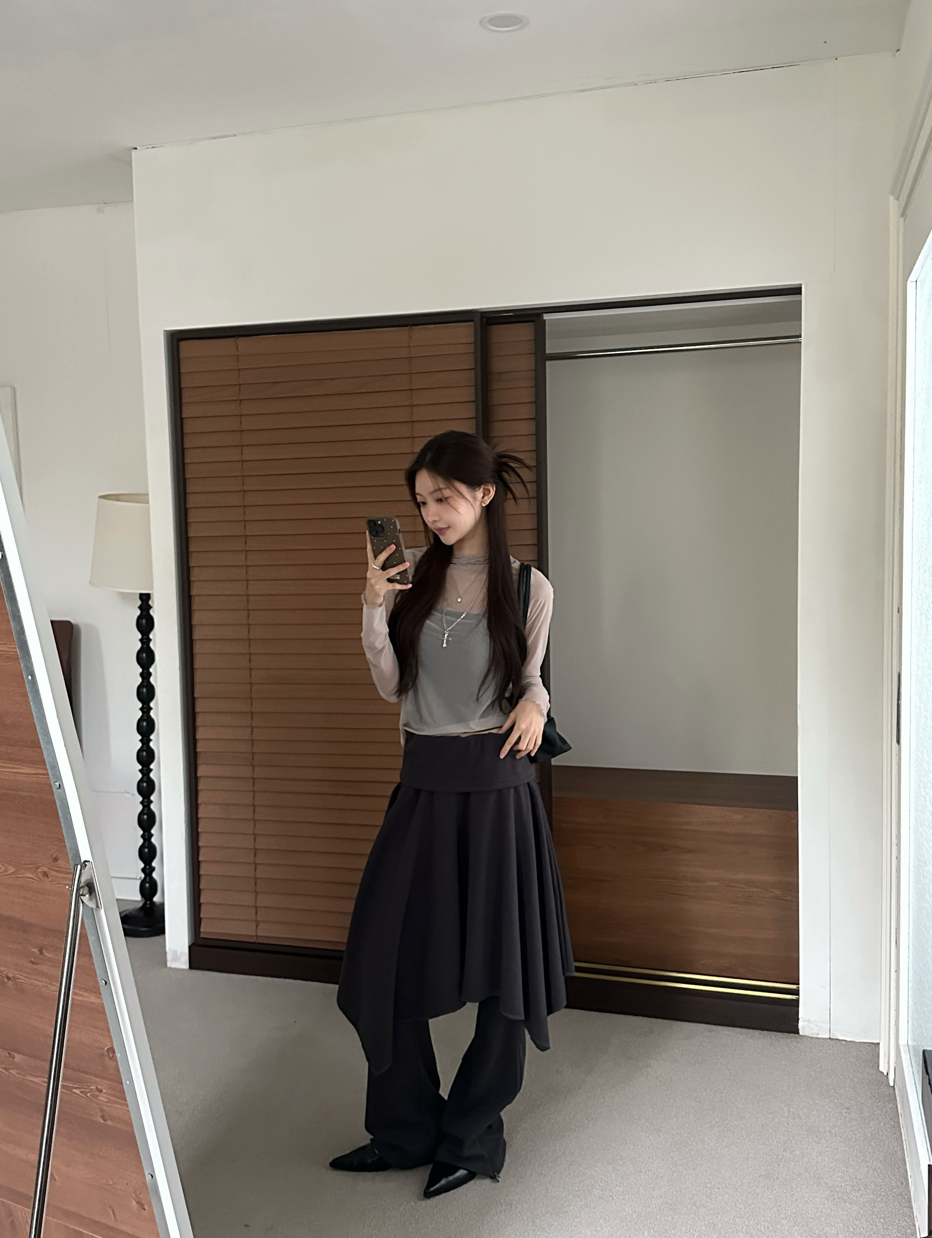 D17 一見鐘情 褲裙SET (深灰)