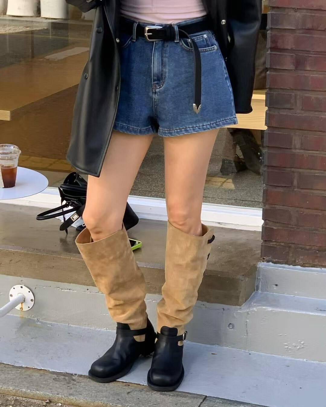 內加絨牛仔短褲