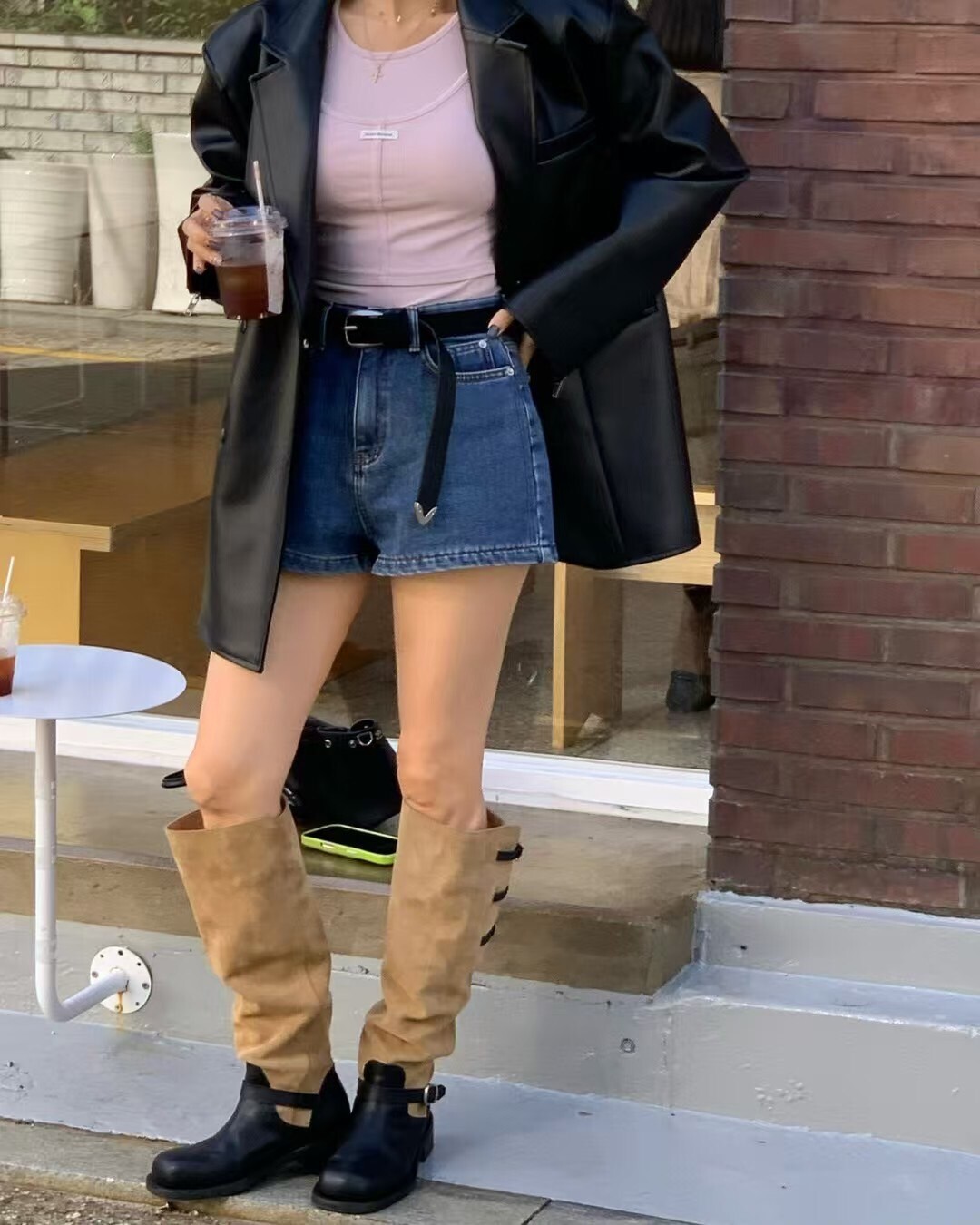 內加絨牛仔短褲