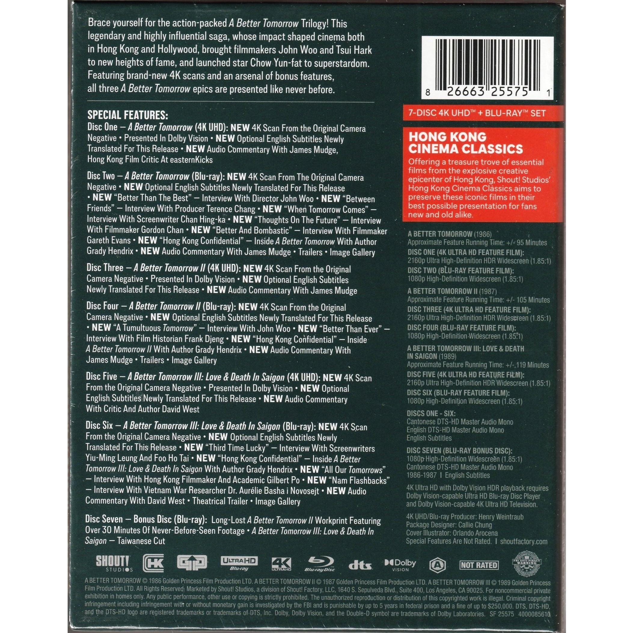 英雄本色三部曲 (1986-1989) (4K Ultra HD + Blu-ray) (美國版)