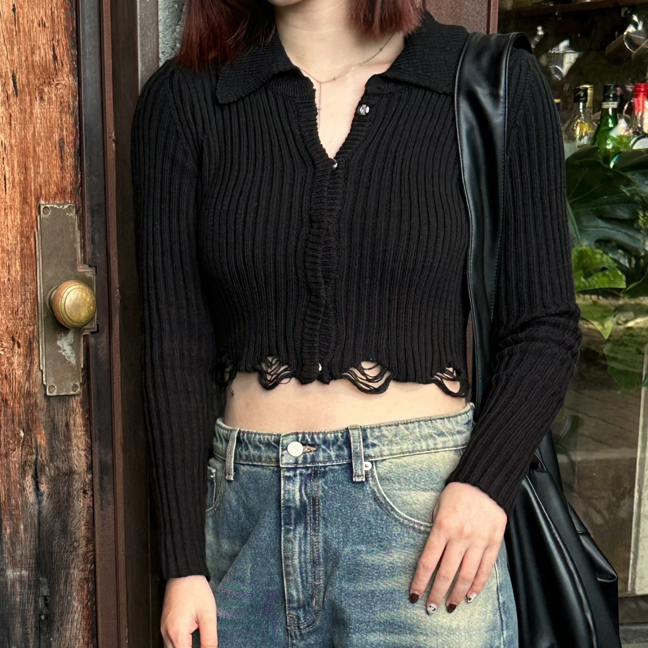 <快速出貨> NV01下擺刷破針織上衣 兩色