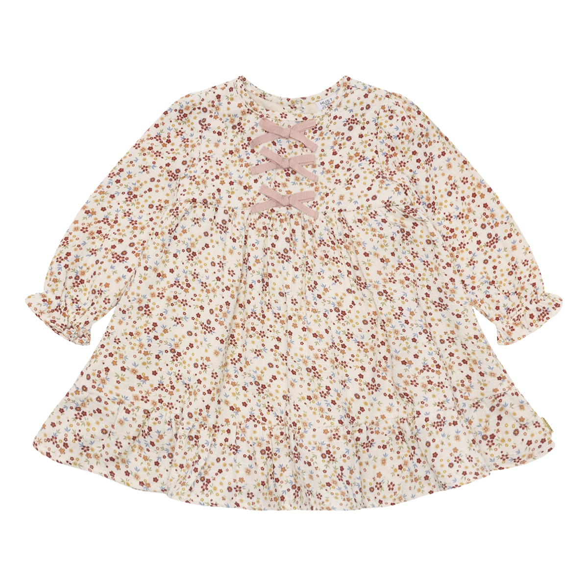 〖 Hust & Claire 〗米色小碎花蝴蝶結洋裝