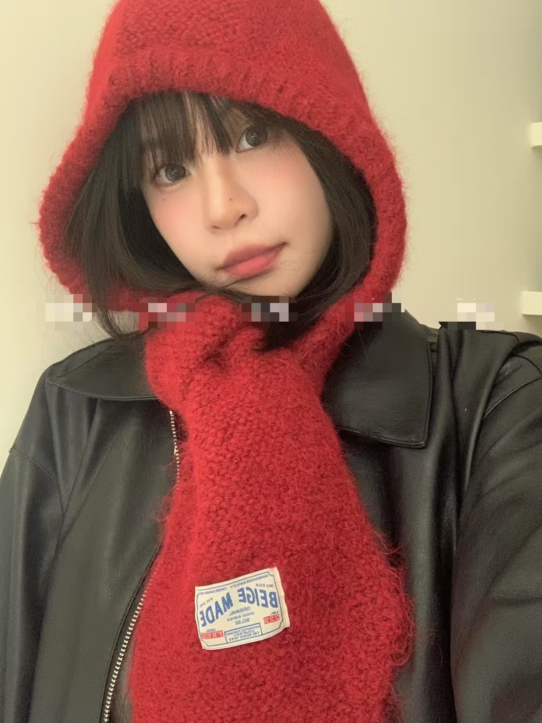 綁結圍巾連帽