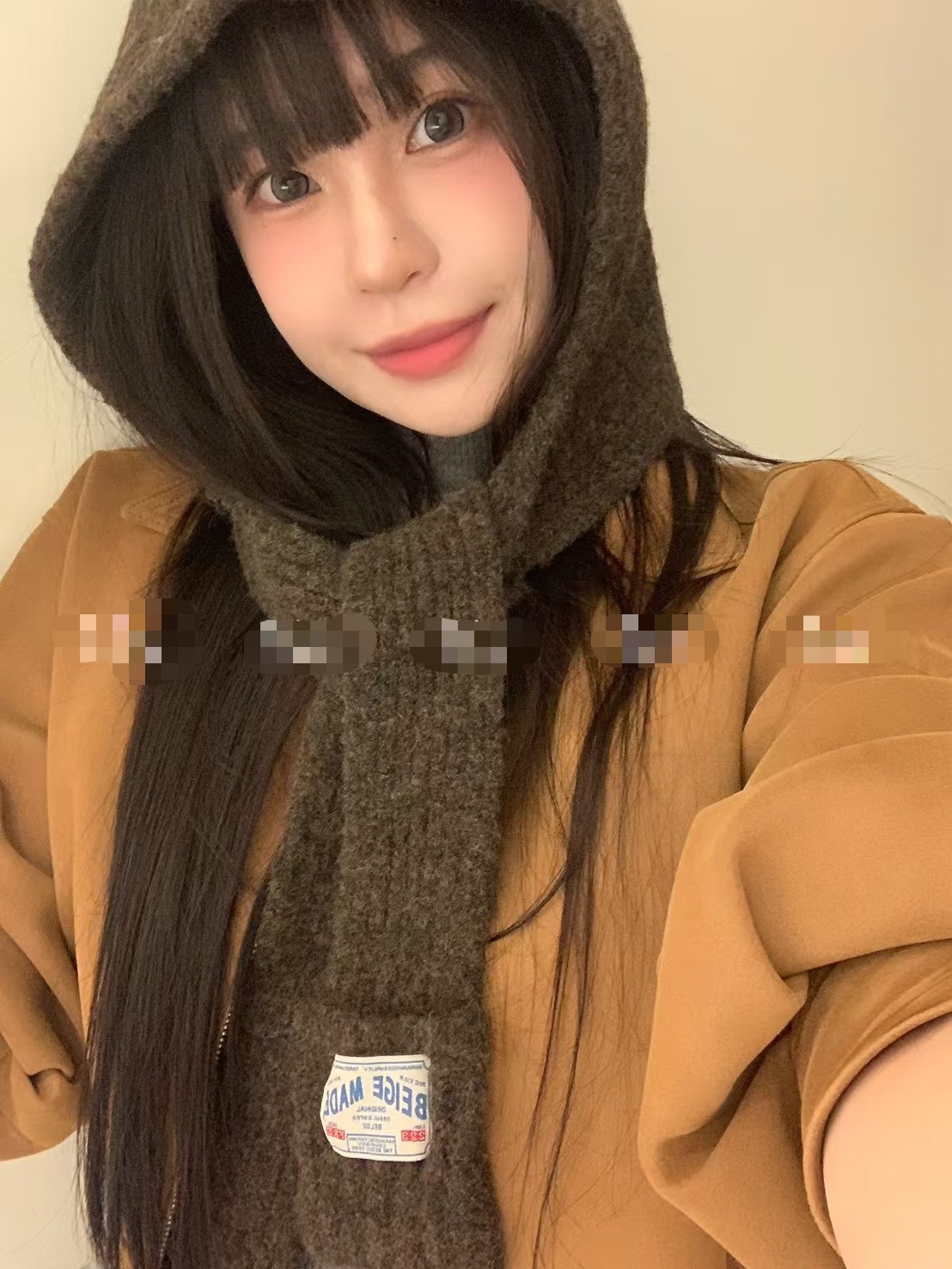 綁袖標籤圍巾連帽
