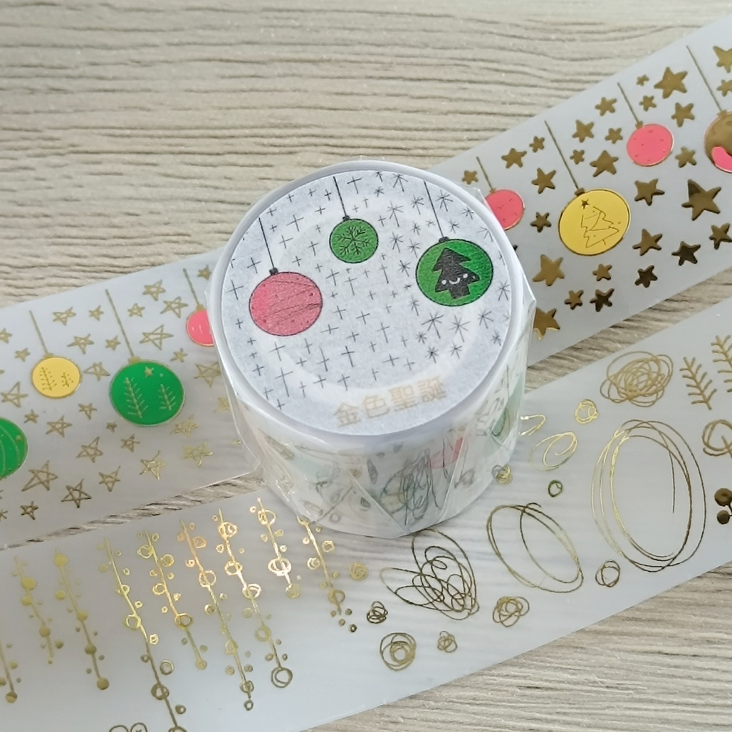 boogoo．金色聖誕 3.5cm燙金霧面PET膠帶  <整捲/分裝>