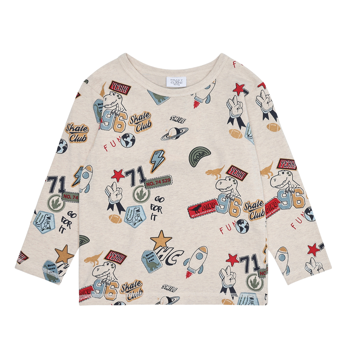 〖 Hust & Claire 〗米色恐龍塗鴉上衣