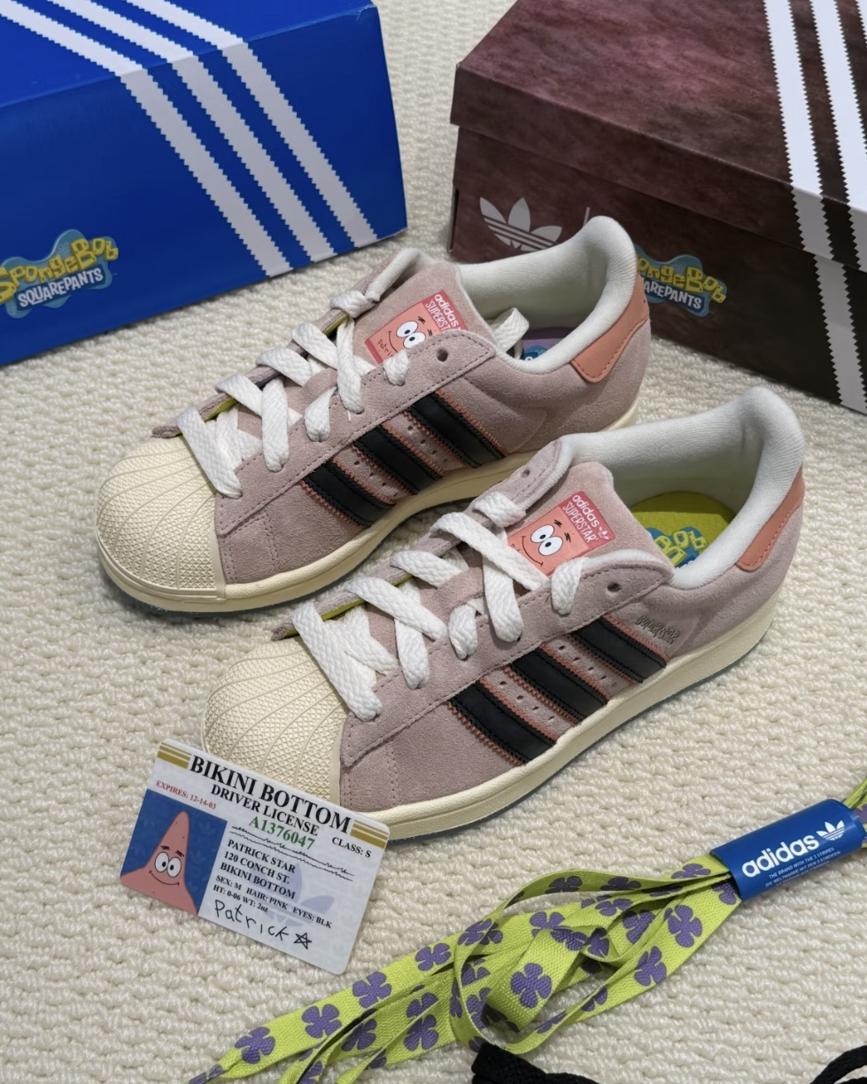 海綿寶寶 x Adidas Superstar "Patrick Star" 派大星 粉色 麂皮 聯名款 貝殼鞋