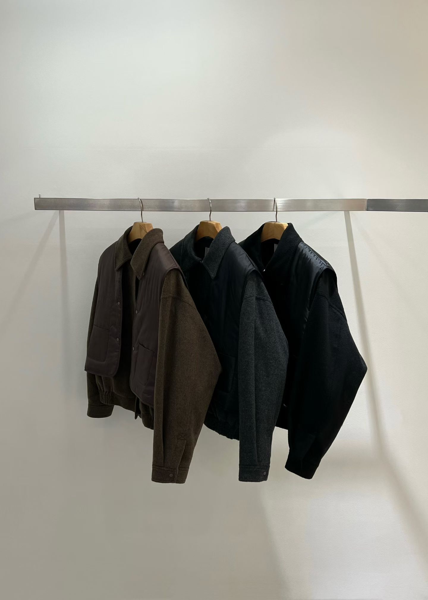 TT5257 兩件式夾棉背心反領羊毛外套