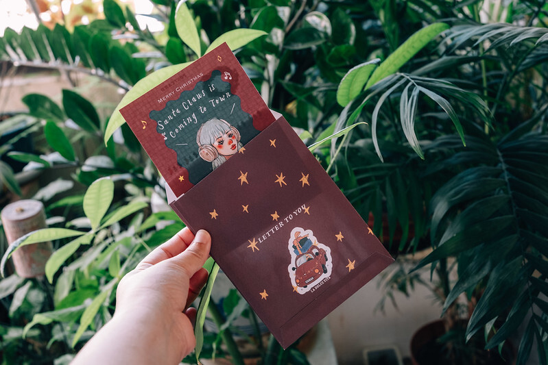 Santa claws is coming to town 聽音樂女孩 聖誕明信片｜甜蜜生活