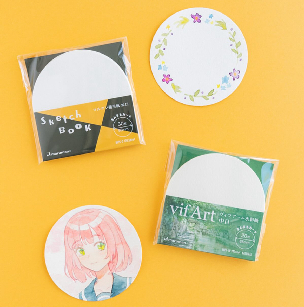 限定 圓形繪圖紙 水彩紙 單張便條｜maruman 日本