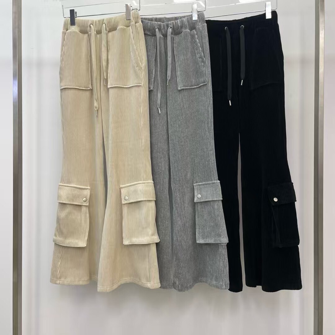 燈芯絨口袋喇叭休閒褲