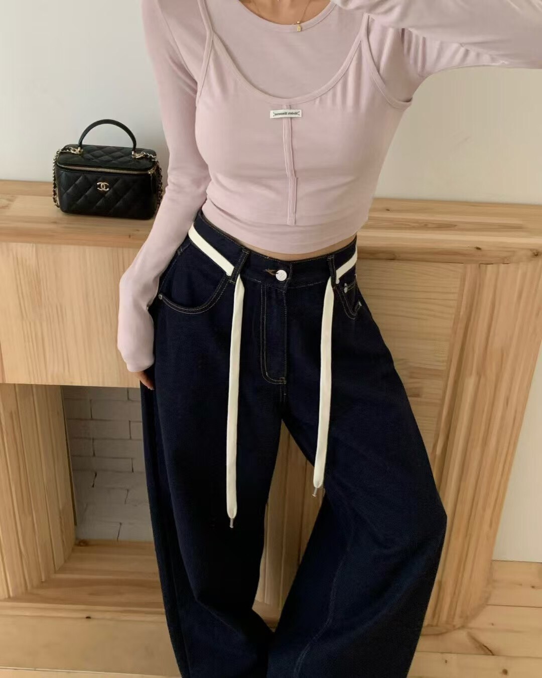 標籤假兩件墊肩T