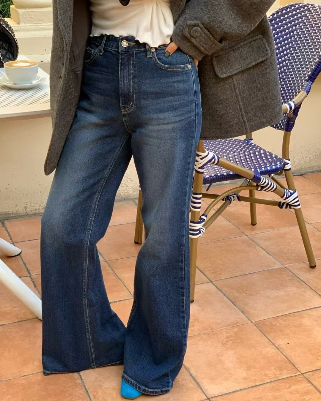 壓紋喇叭牛仔長褲