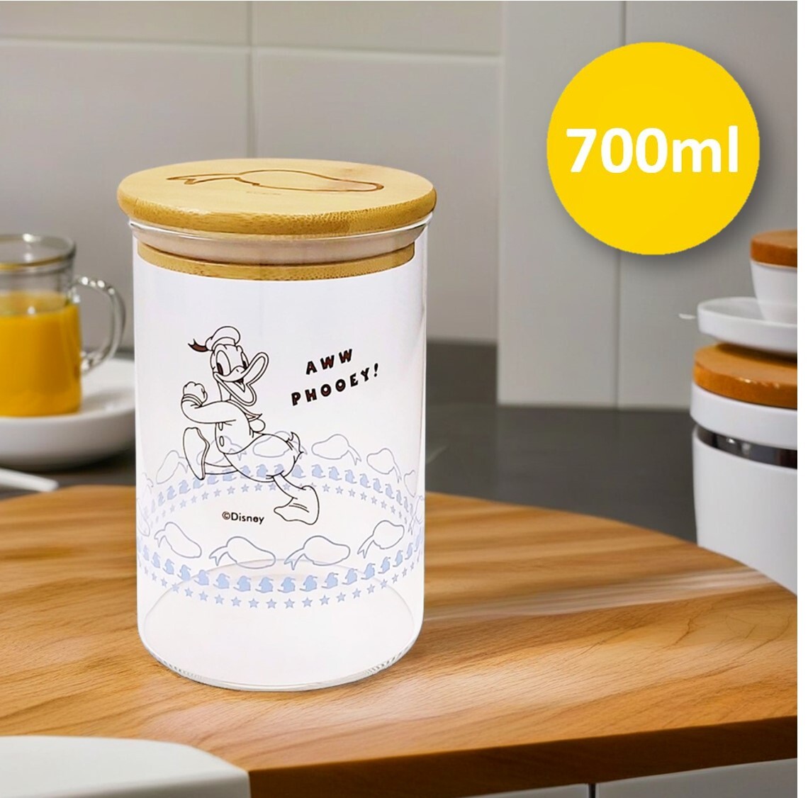 迪士尼唐老鴨 - 儲物罐 玻璃食物罐-連竹蓋