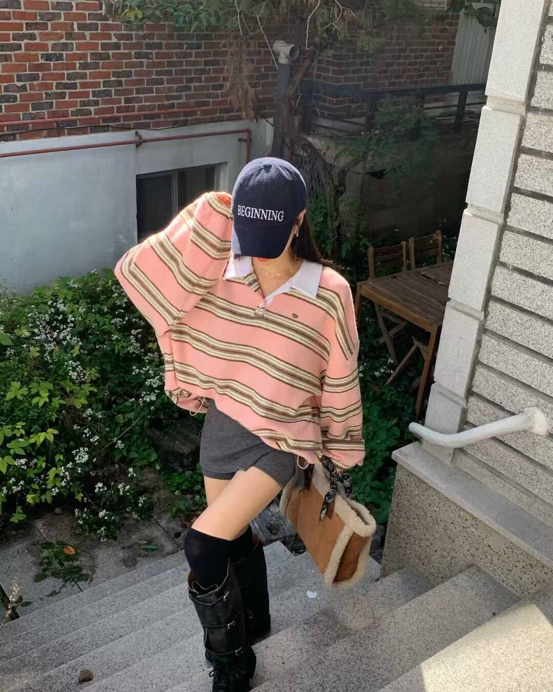 軟毛POLO條紋上衣