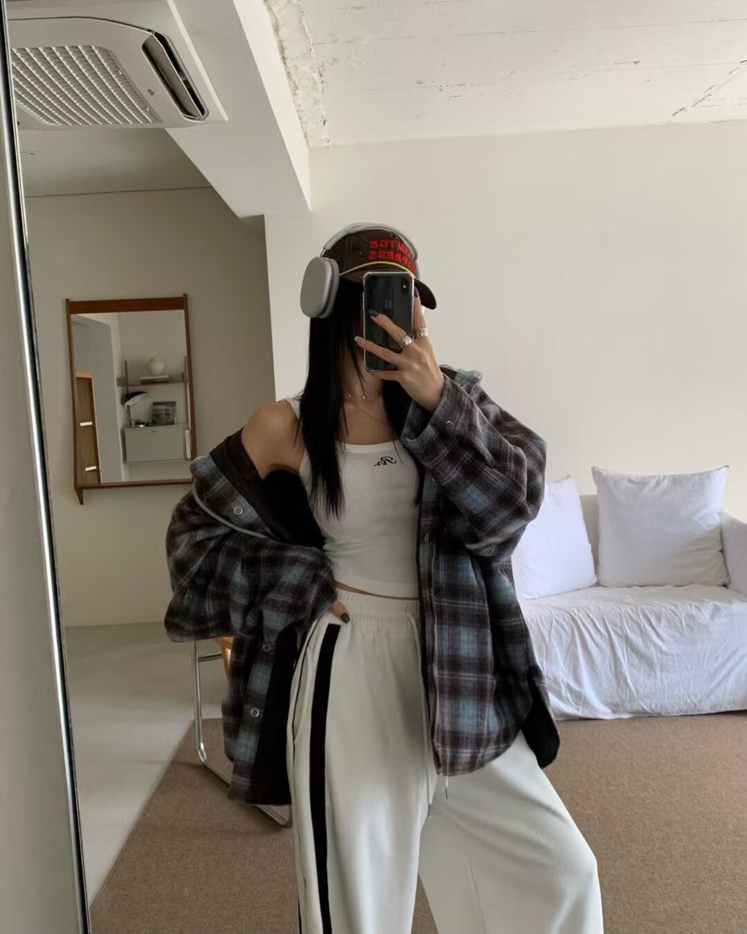 側邊條內加絨休閒褲