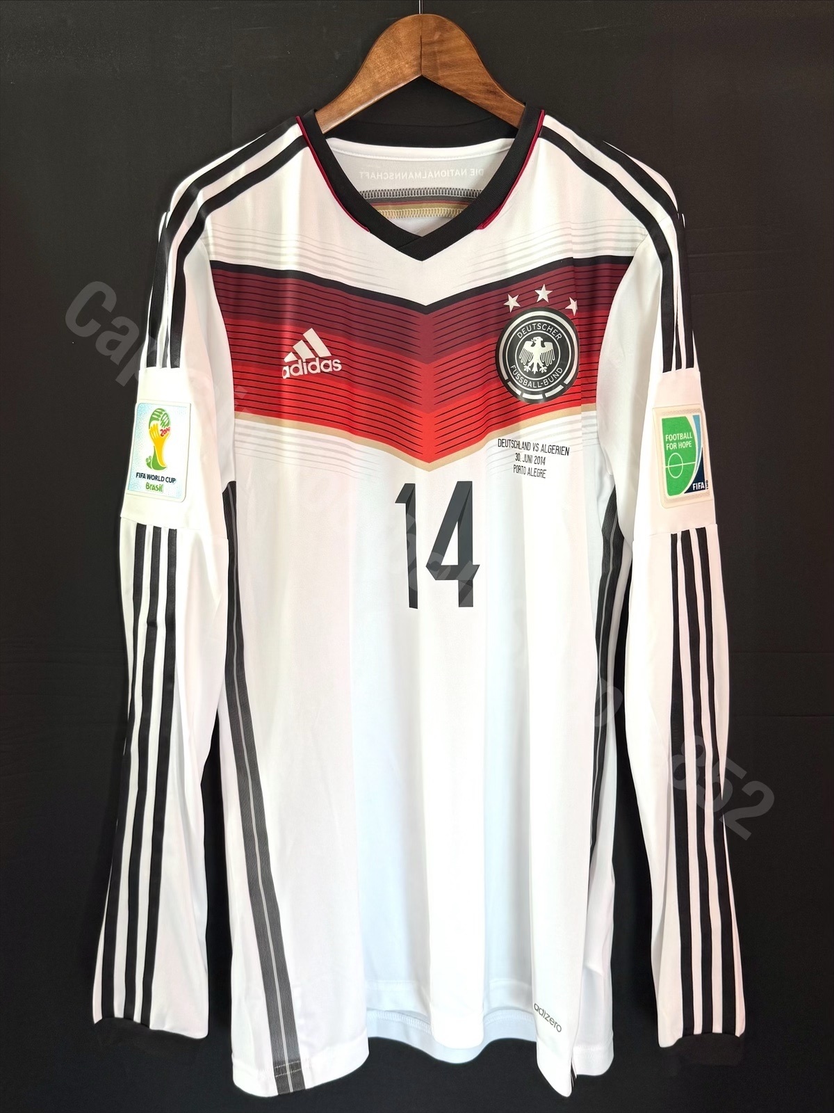 (Match Issue) Germany 2014 FIFA World Cup Adidas L/S Home Match Issue Shirt #14 DRAXLER
