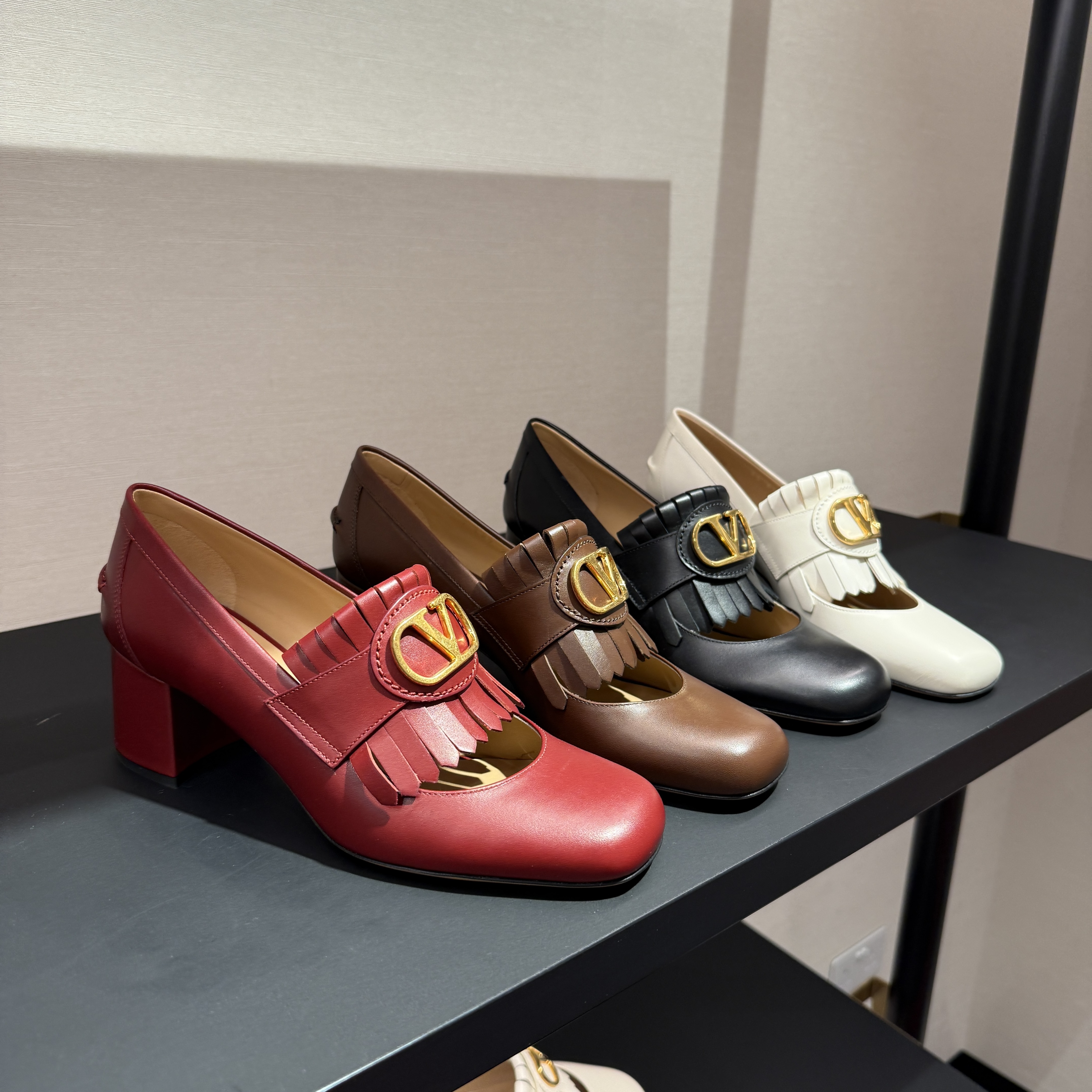 Valentino Vlogo Signature Fringed Calfskin Pumps 55mm 4 colors