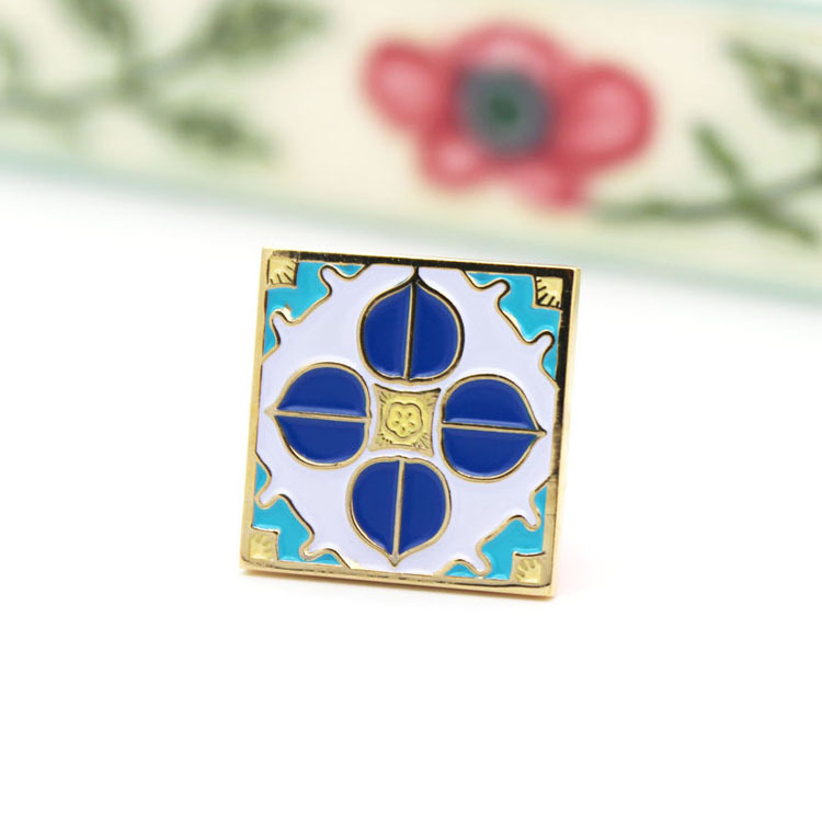 台灣花磚胸章｜寶藍安康