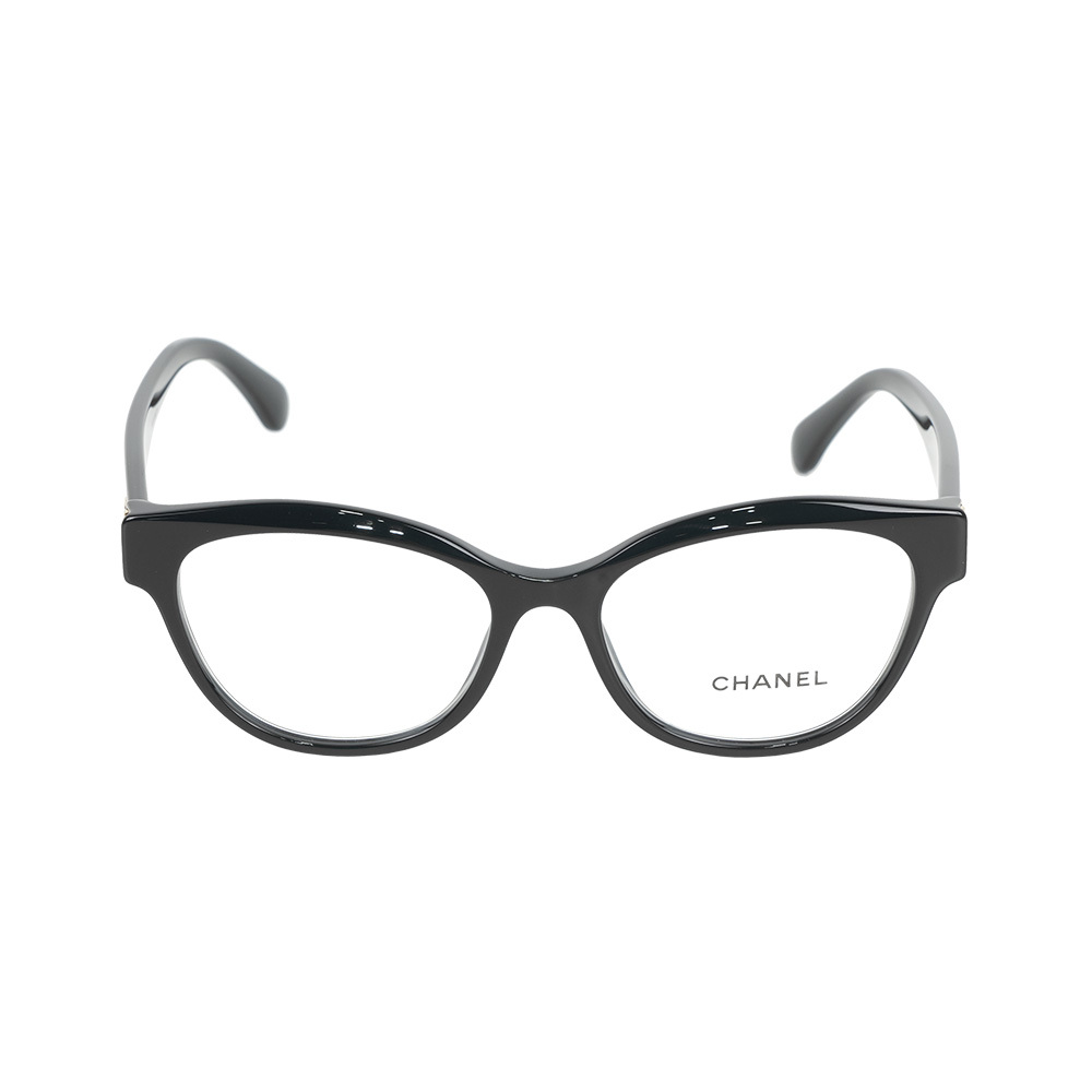 【CHANEL】金色CC Logo 及珍珠蝴蝶型眼鏡 51/53mm (黑色)